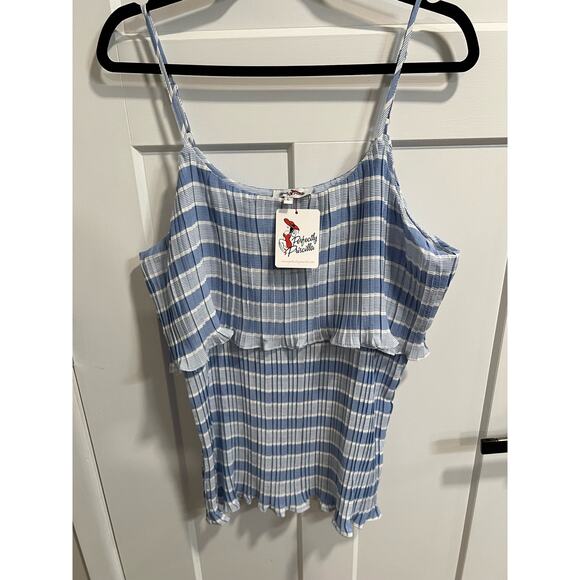 Perfectly Priscilla Tank | Womens New Striped Ruffle Blouse | Size L - Picture 3 of 6